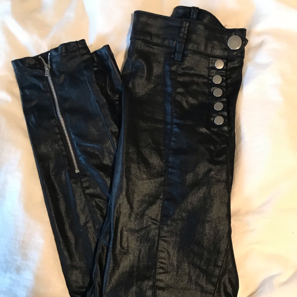 High Rise Metallic Skinny Trouser